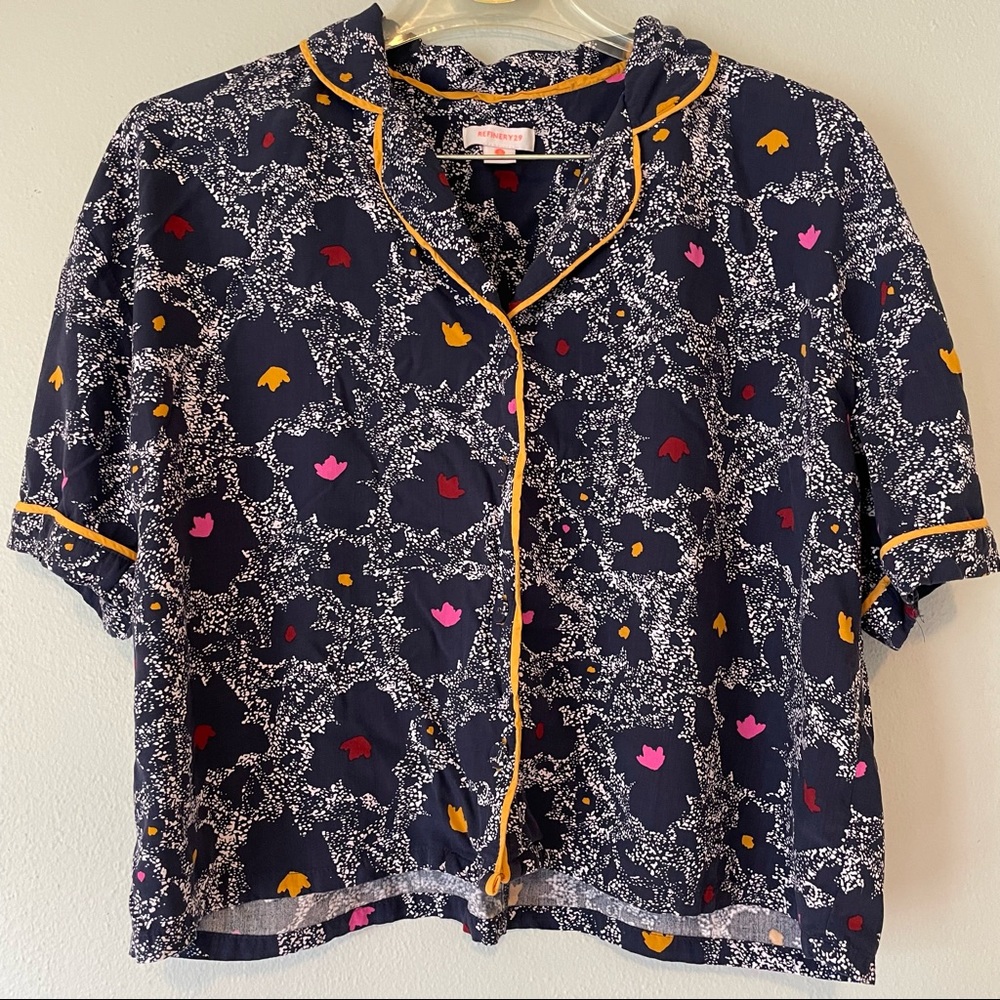 REFINERY29 Elsa Woven Pajama Pants and Top In Blue Dots - Picture 5 of 12